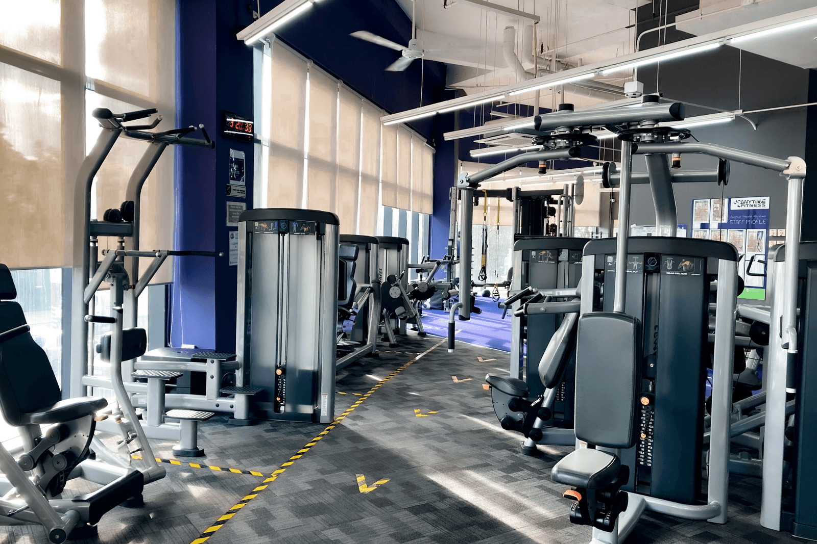 Modern gym interior with exercise equipment
